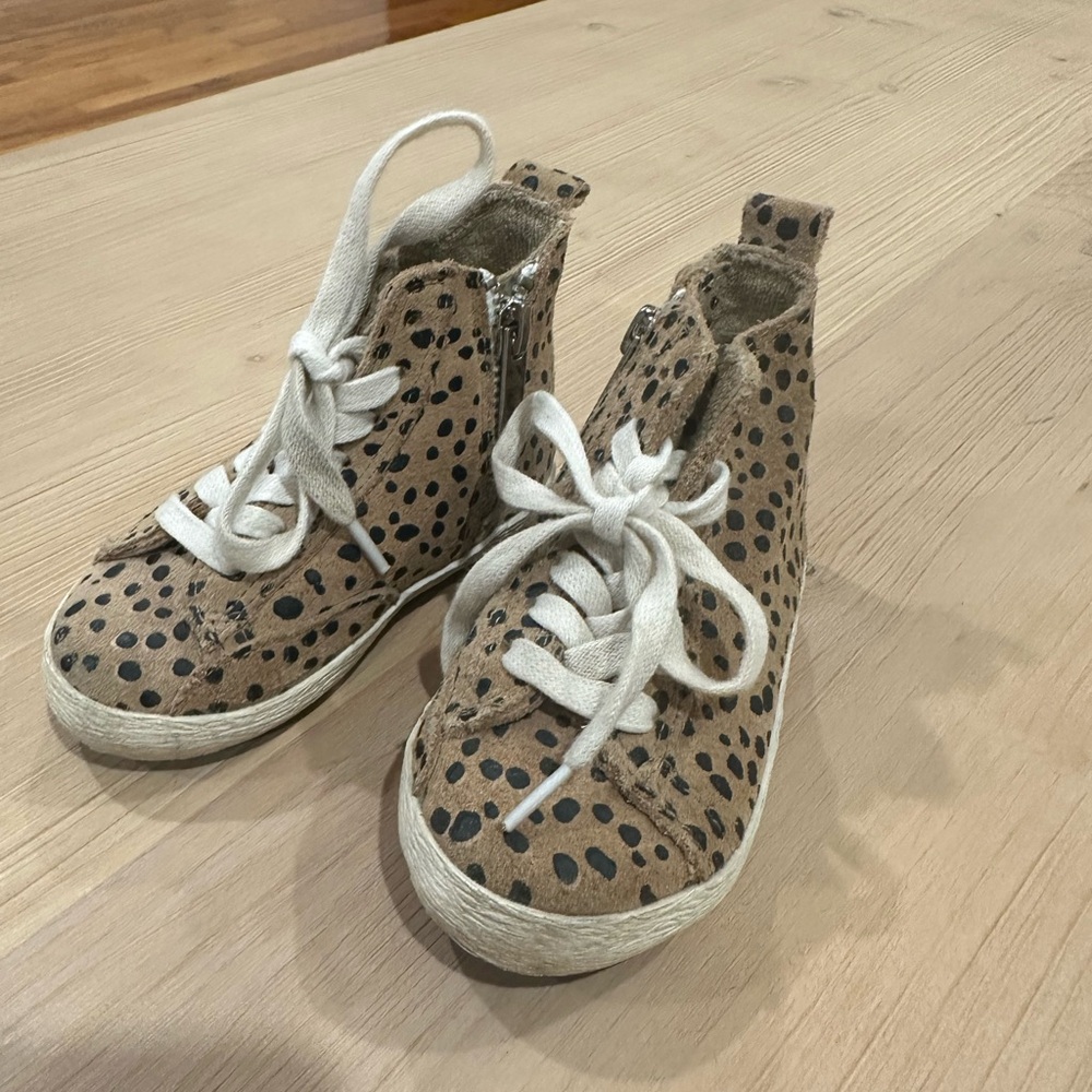 Leopard Print High-Top Kids Sneakers